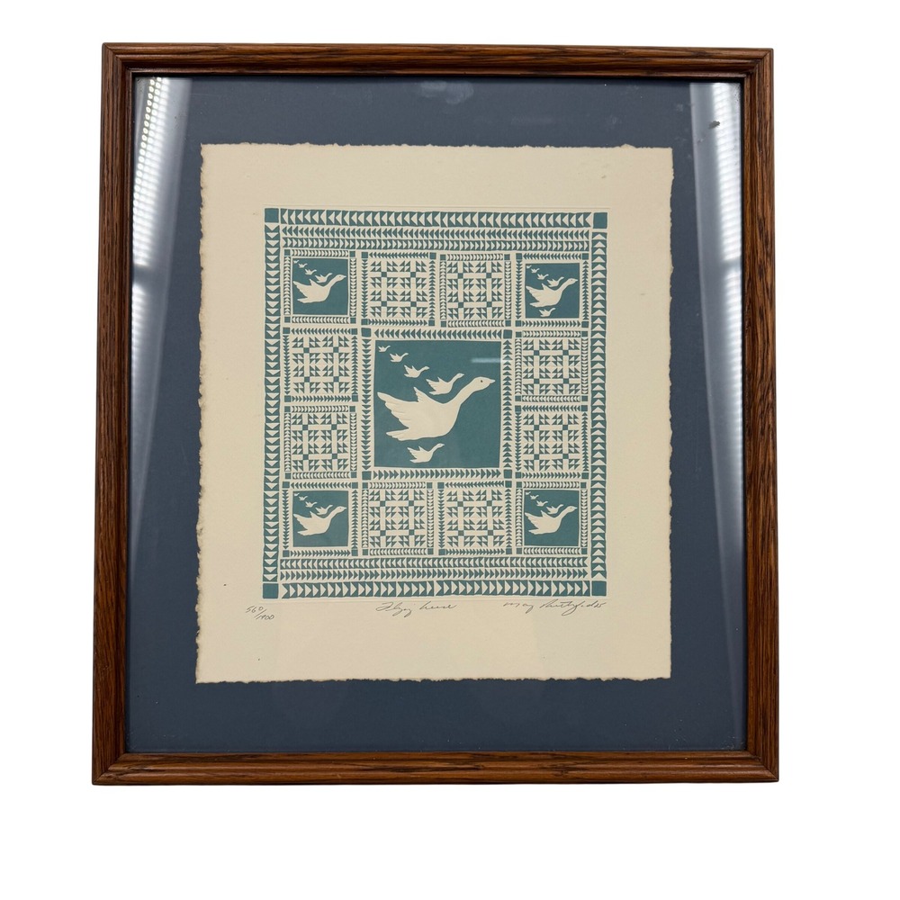 Mary Kintz-Fidis Flying Geese Art Print OS Teal Excellent Signed Limited Edition